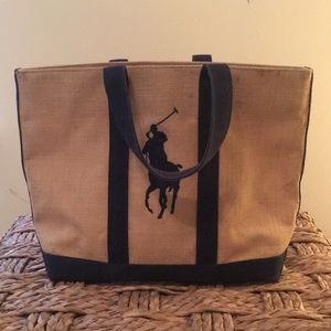 Ralph Lauren Navy jute tote